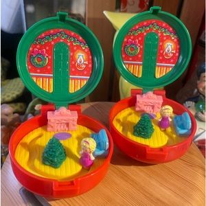 Vntg 1993 McDonalds Polly Pocket Christmas Wreath Happy Meal Lot